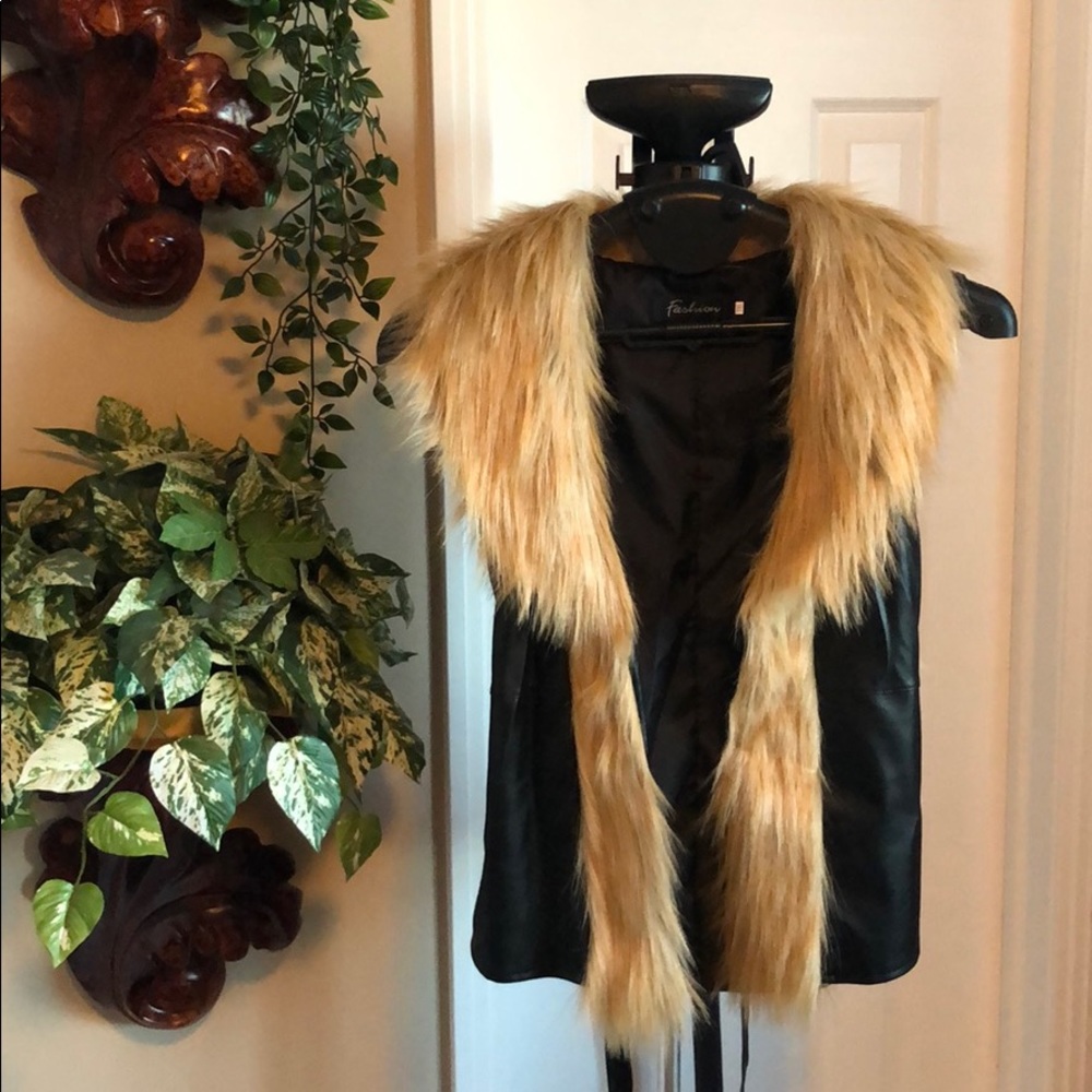 Black Faux fur vest